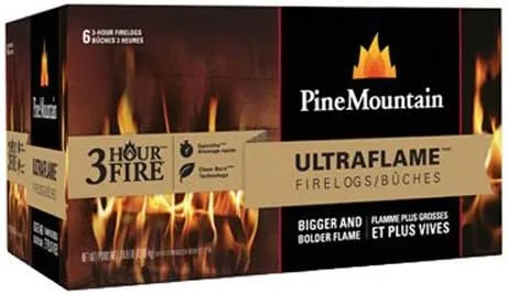 Pine Mountain Ultra Flame Firelog, 3 Hour Fire - 6 pack