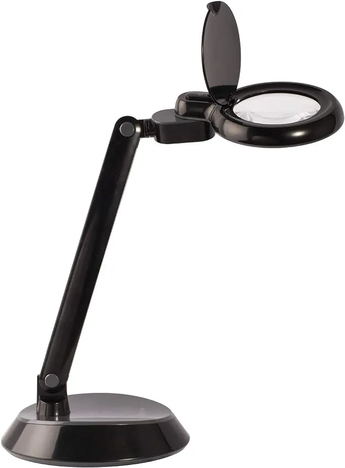 OttLite - Space-Saving LED Magnifier Desk Lamp - Black