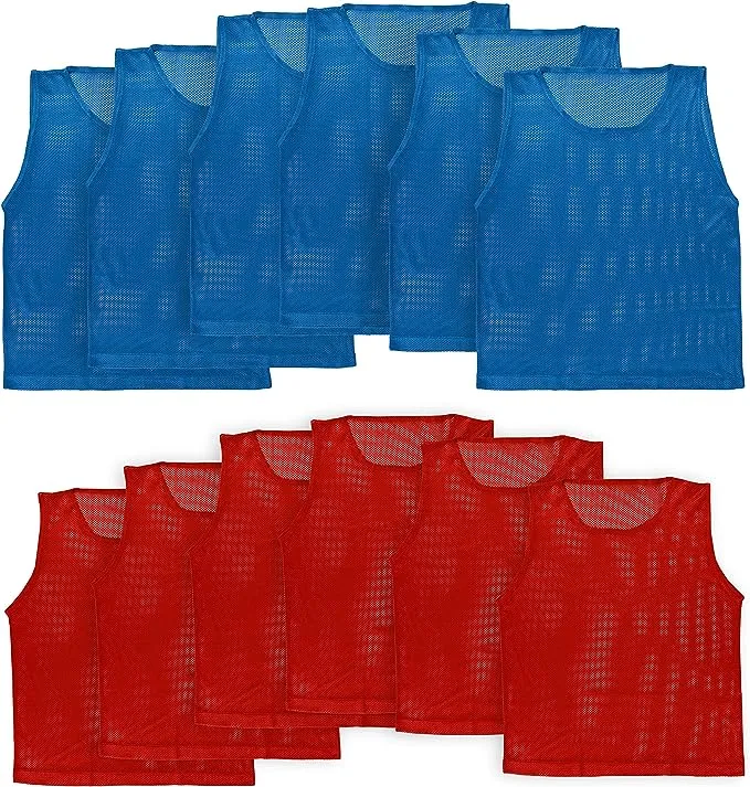 Athllete Litemesh Pinnies Scrimmage Vests Team Practice Jersey for Soccer, Basketball (12 Jerseys) (Yellow/Orange, Child/Youth)