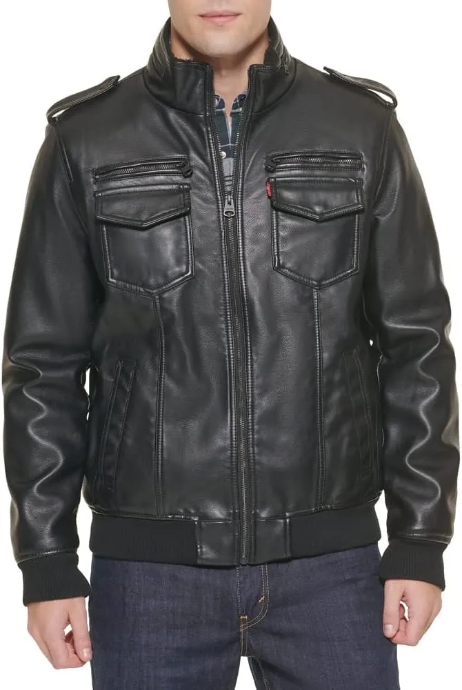 Levi's Men's Faux Leather Sherpa Aviator Bomber Jacket