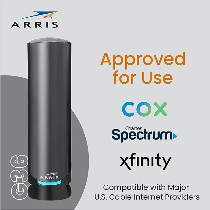 ARRIS SURFboard DOCSIS 3.1 Multi-Gigabit Wi-Fi 6 Cable Modem with 2.5 Gbps Ethernet Port G36