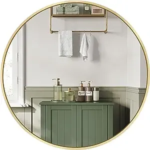 SONGMICS Round Wall Mirror with Metal Frame