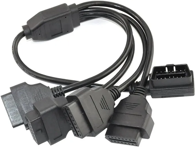 1.64 Feet 50cm OBD II OBD2 16 Pin Right Angle 1 Male Splitter to 4 Female Ext...