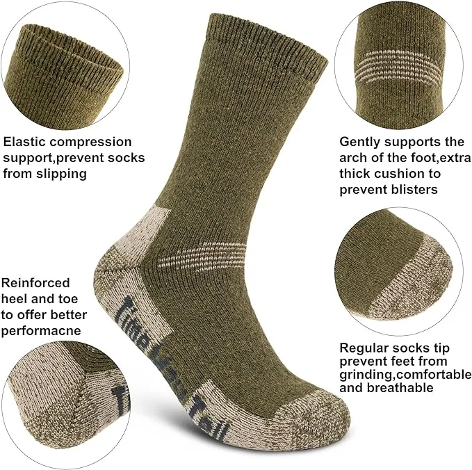 Time May Tell Mens Merino Wool Hiking Cushioning Socks For Outdoor Wool-Socks-For-Mens 3 Pack