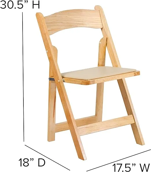 EMMA + OLIVER 2 Pack Fruitwood Wood Folding Chair with Vinyl Padded Seat