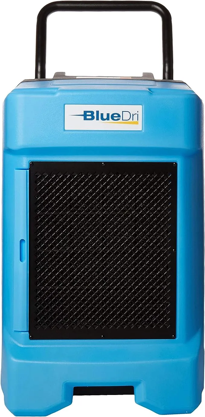 BlueDri BD-BD-130-BL Industrial Commercial Dehumidifier with Hose for Basements in Homes and Job Sites, Blue