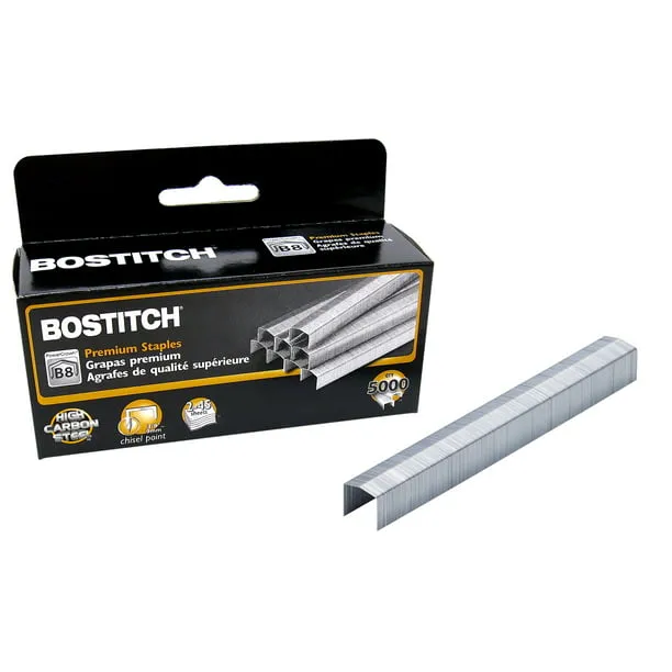 Bostitch B8 PowerCrown Staples, 0.375 Inch Leg, 45 Sheet Capacity, 5,000 Per Box (STCR21153/8)