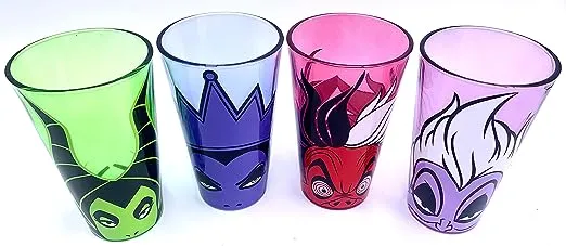 Disney Villain Glassware Set of Four 16 oz Glasses