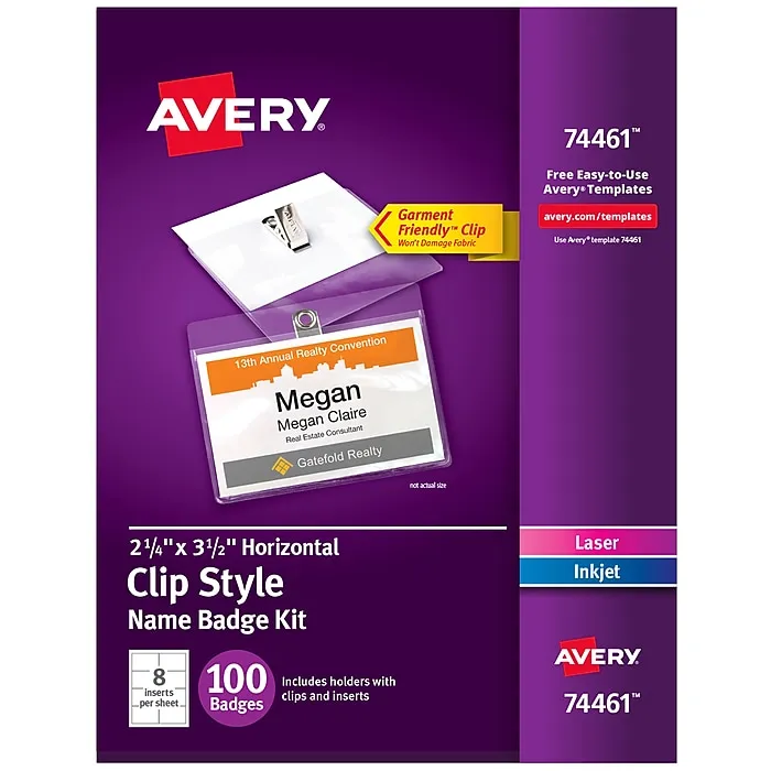 Avery Laser Inkjet Badge Insert - White 74461