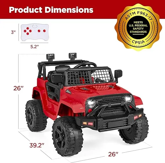 Best Choice Products 12V Kids Ride On Truck Car w/Parent Remote Control, Spring Suspension, LED Lights, AUX Port - Black