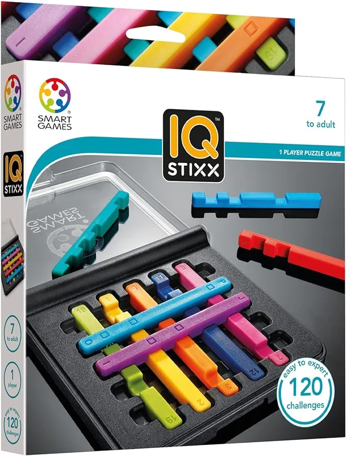 SmartGames IQ Stixx Stacking Travel Game with 120 Challenges for Ages 7 - Adult