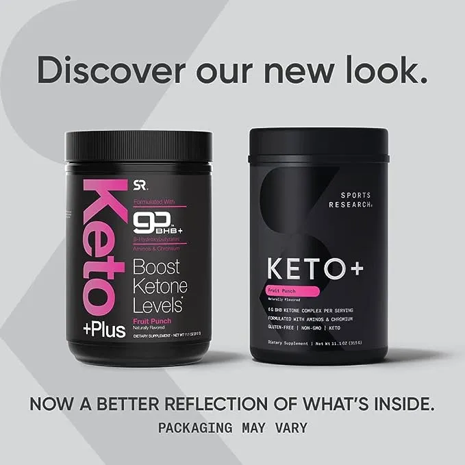 Sports Research Keto Plus Exogenous Ketones with goBHB - 30 Servings | Keto Electrolyte Powder for Hydration, Energy, Focus & Ketosis | Keto Certified, Vegan Friendly (Fruit Punch)