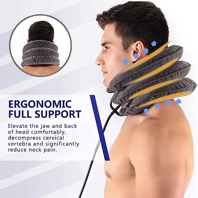 S Cervical Neck Traction Device for Instant Neck Pain Relief - Inflatable & Adjustable Neck Stretcher Neck Support Brace, Neck Traction Pillow for Home Use Neck Decompression