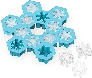 TrueZoo Snowflake SIlicone Ice Cube Tray, Novelty Ice Mold, Large Ice Cube Mold, Makes 12 Ice Cubes, Snow Ice Tray, Blue, Set of 1