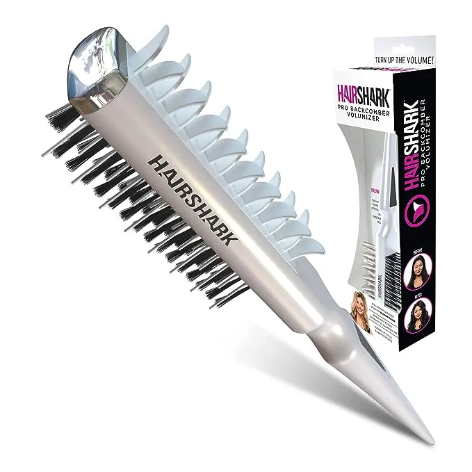 HAIRSHARK 3-in-1 Volume Hair Brush, Two-Sided Backcombing/Scalp Brush w/Boar and Polymer Bristles, Easy To Use Styling Comb for All Hair Types, Volume, Blow Dry Look, & Wave Brush