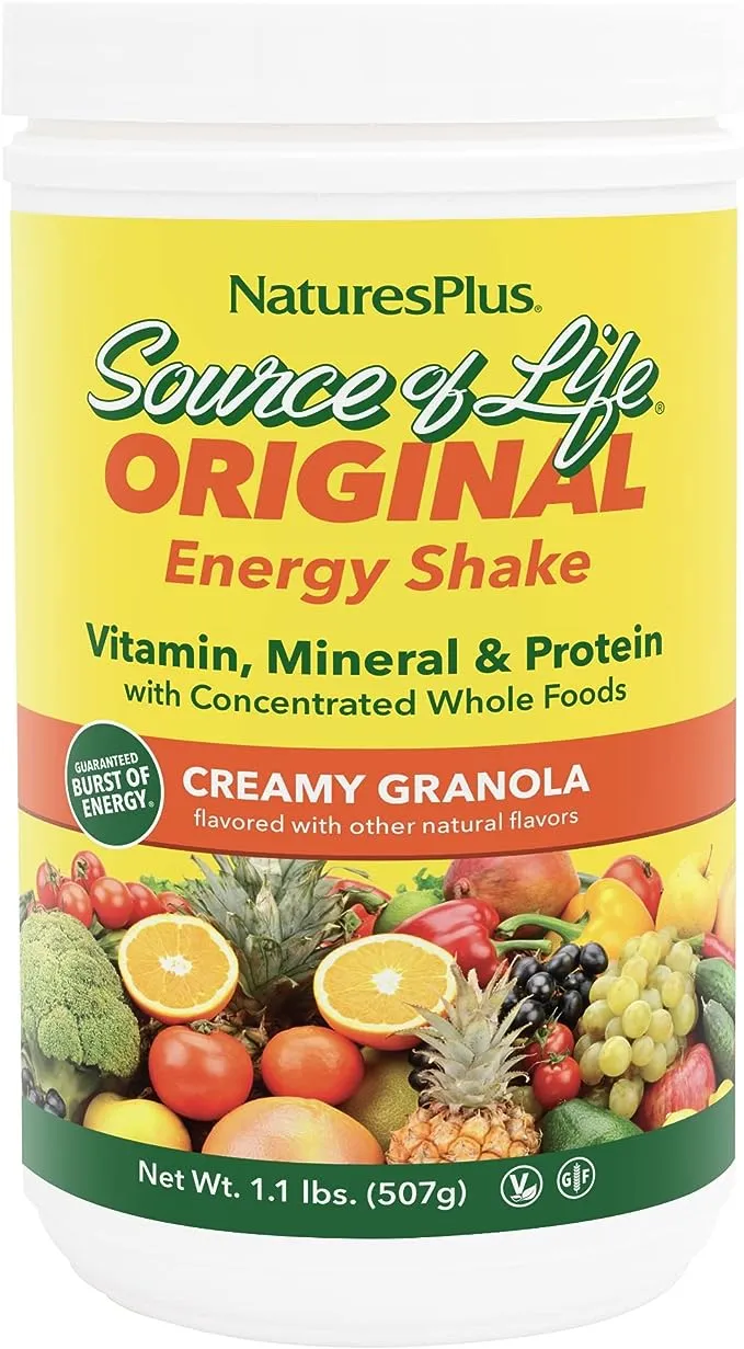 NaturesPlus Source of Life Energy Shake, Creamy Granola - 5 lbs - Provides 13g Complete Protein, Vitamins & Minerals - Non-GMO, Gluten Free, Vegetarian - 58 Total Servings