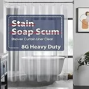 LOVTEX 3 Pack 8G Heavy Duty Clear Shower Curtain Liner - 72" x 72" Weighted Shower Liner for Bathroom (8G Clear, 3PCS)