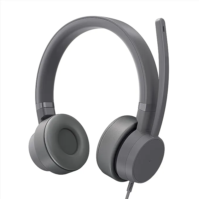 Lenovo Go Wired ANC Headset - USB-C Headphones - Active Noise Cancelling - Rotatable Boom Mic - Certified for Microsoft Teams, Iron Grey, Large