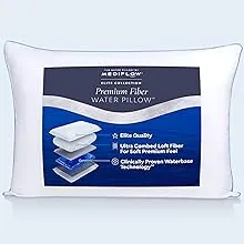 Mediflow Water Pillow - Elite Collection, Fiber Pillow. Orthopedic Pillow for Neck Pain Relief, Adjustable Water Pillow for Sleeping. (Single Pillow), White