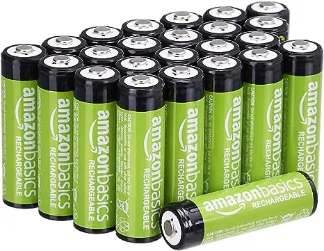 Amazon Basics 16-Pack Rechargeable AA NiMH Batteries, 2000 mAh, Recharge up to 1000x Times, Pre-Charged