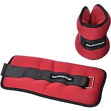 BalanceFrom Fully Adjustable Ankle Wrist Arm Leg Weights, 5 lbs each (10-lb pair), Red