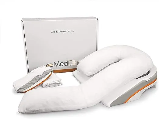 MedCline Acid Reflux and GERD Relief Bed Wedge and Body Pillow System Bundle with Extra Set of Cases, Size Large, Medical Grade and Clinically Proven Results, Removable Cover