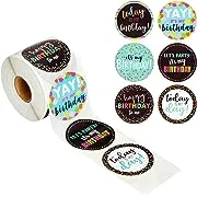 BLUE PANDA 504 Piece Round Happy Birthday Stickers for Students, Happy Birthday to Me, Today is My Day Stickers, Kids Party Favors, Teachers, 6 Assorted Designs (2 Inches)