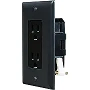 RV Designer S817 Black Self Contained Dual Outlet with Cover-Plate