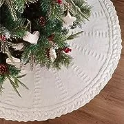 LimBridge Knitted Christmas Tree Skirt: 48 Inches Cream White Tree Skirt, Braided Cable Knit Thick Rustic Christmas Tree Decorations, Farmhouse Christmas Decor Xmas Holiday Home Party Decorations