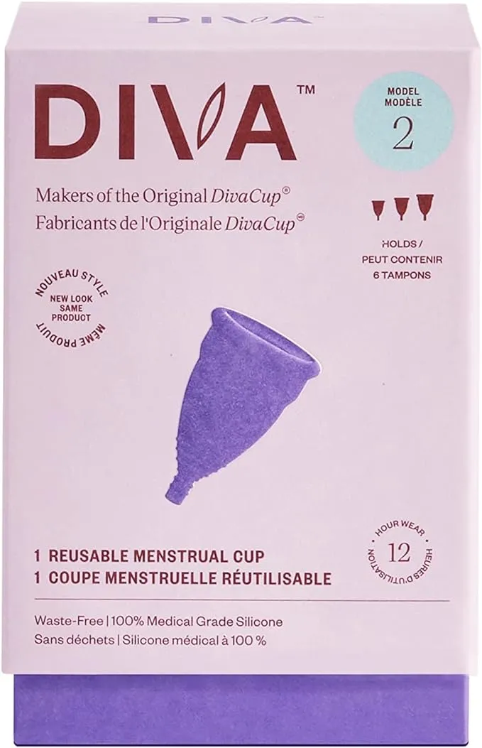 DivaCup - BPA-Free Reusable Menstrual Cup - Leak-Free Feminine Hygiene - Tampon and Pad Alternative - Up To 12 Hours Of Protection - Model 2