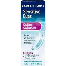 Sensitive Eyes Contact Lens Solution by Bausch & Lomb Saline Solution for Sensitive Eyes, Soft Contact & Gas Permeable Lenses, 12 Fl Oz