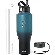 40oz Insulated Water Bottle Fits in Any Car Cup Holders, BUZIO 40oz Vacuum Insulated Tumbler with Lids and Straw for Water, Travel Mug Cupholder Friendly, Leakproof Keep Cold & Hot, Indigo Crush