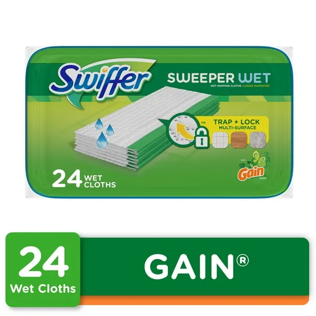 Swiffer Sweeper Wet Mopping Cloths, Gain Original, 24 Count