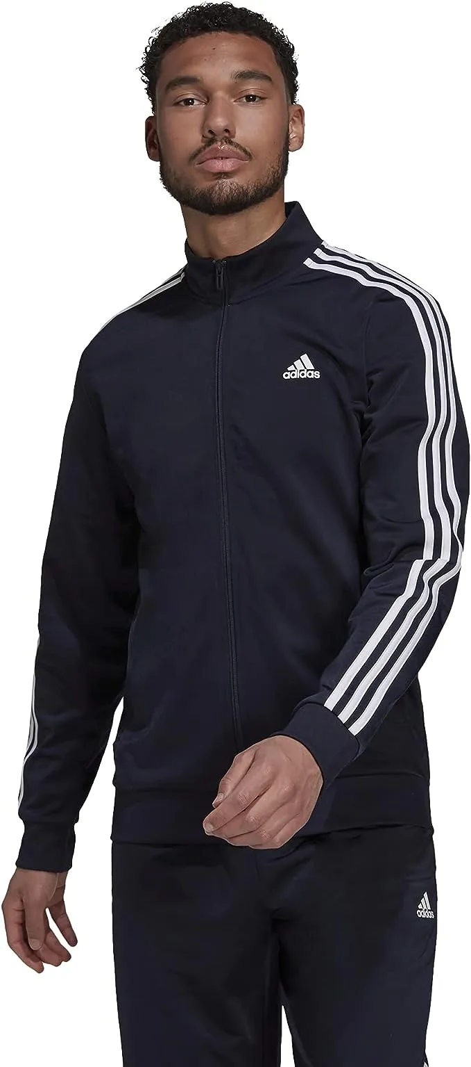 Adidas Men's Warm-Up Tricot Regular 3-Stripes Track Jacket, Legend Ink/White / M