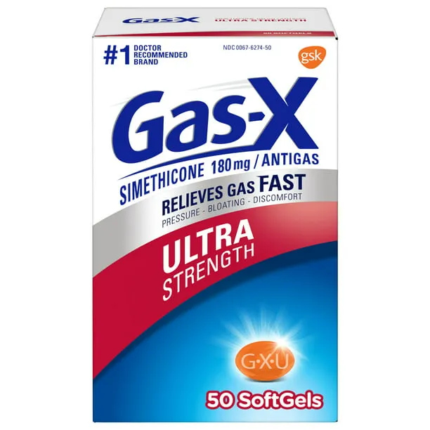 Gas-X Ultra Strength Simethicone/Antigas Softgels, 180 mg, 50 Count