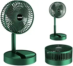 Portable Folding Fan, Rechargeable Standing Pedestal USB Fan, 3 Speeds, 2000mAh Battery Operated Fan for Home, Camping, Outdoor and Office, 6.5-Inch