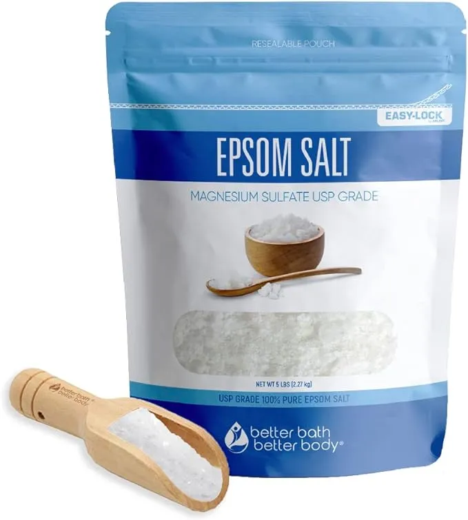 Epsom Salt 5 Lb Bulk Bag USP Grade Unscented with Bamboo Scoop