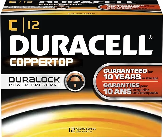 Duracell Coppertop Alkaline C Batteries, 72-carton