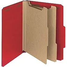 Smead - 100% Recycled Pressboard Classification Folders, 2 Dividers, Letter size, Bright Red, 10/Box