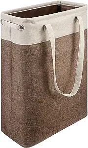 i BKGOO Laundry Basket with Handles Beige&amp;Grey-Sli<wbr/>m Laundry Bin Collapsible