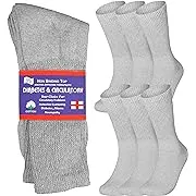 Special Essentials 6 Pairs Non-Binding Cotton Diabetic Crew Socks With Extra Wide Top For Men and Women