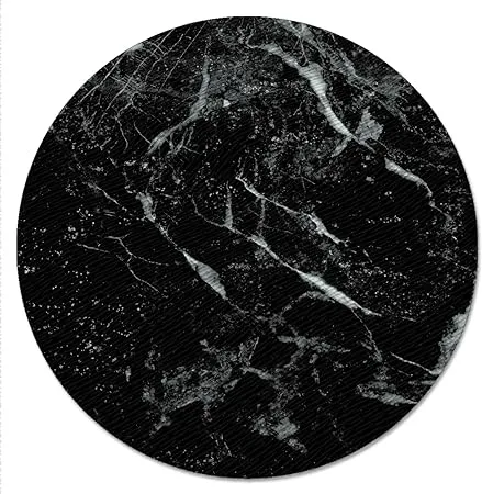 Counterart Black Marble Design 4mm Heat Tolerant Tempered Glass Lazy Susan Turntable 13" Diameter Cake Plate Condiment Caddy Pizza Server