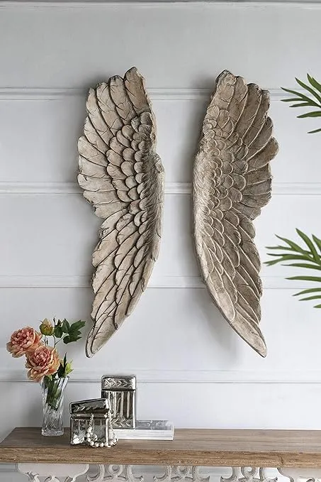 A&B Home Soar Angel Wings Wall Art - Natural - Set of Two