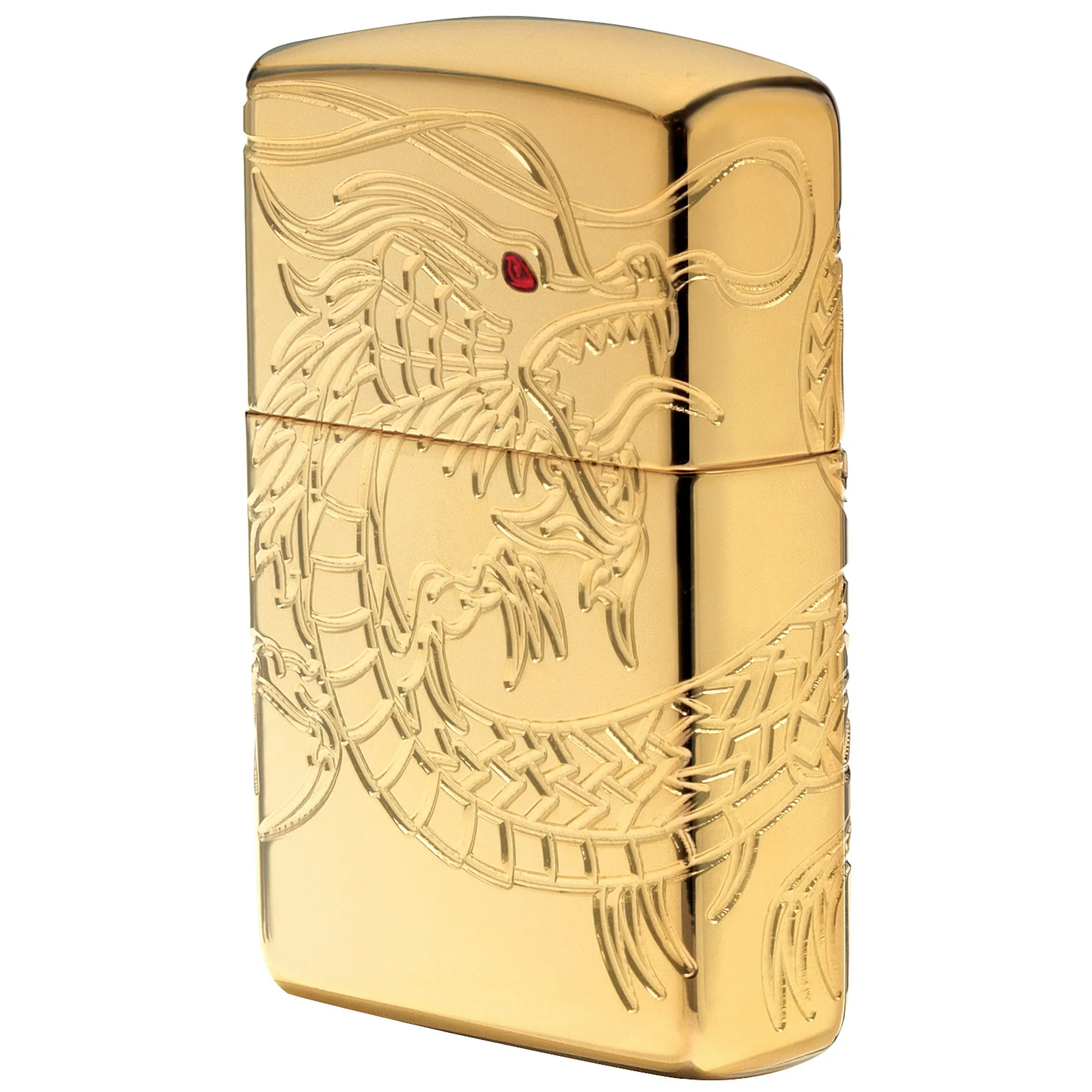 Zippo Chinese Dragon Armor High Polish Gold Plate Pocket Lighter