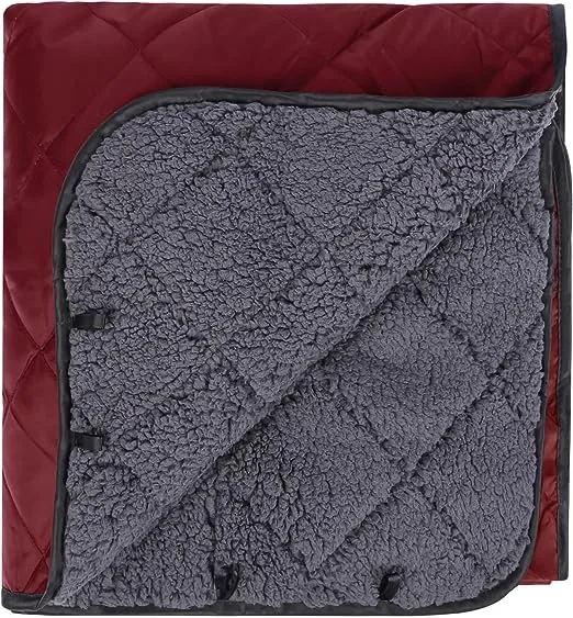 REDCAMP Large Warm Blanket with Sherpa Lining, Cold Weather Outdoor Blanket Windproof for Camping Stadium, Machine Washable 79"x 79" Red