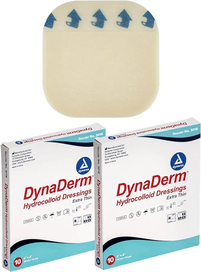 Dynarex Dynaderm Hydrocolloid Dressing, 4 X 4 Inch,10 Count (Pack of 1)