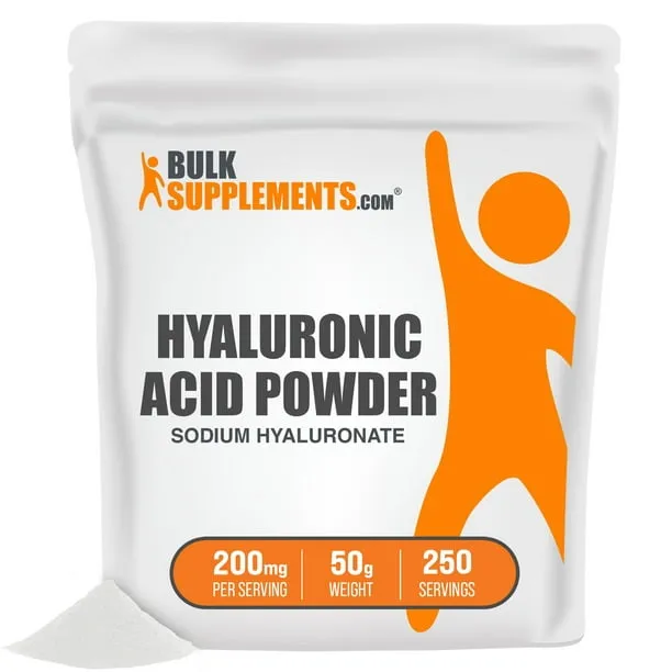 BulkSupplements.com Hyaluronic Acid Powder, 200mg - Promotes Skin & Vision Health (25G - 125 Serv)