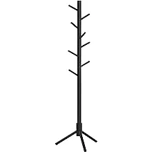 VASAGLE Solid Wood Coat Rack, Free Standing Coat Rack, Tree-Shaped Coat Rack with 8 Hooks, 3 Height Options, for Clothes, Hats, Bags, for Living Room, Bedroom, Home Office, Dark Walnut URCR01WN