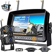 FHD 1080P 2 Digital RV Wireless Backup Camera System for RVs Trailers Trucks Motorhomes 5th Wheels 4CH 7'' Monitor Highway Monitoring System IP69K Waterproof Super Night Vision Strong Signal