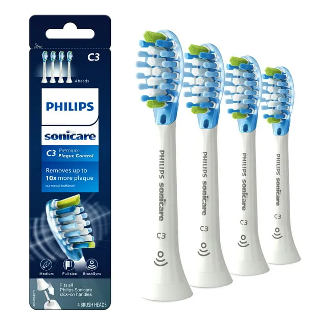 C3 Premium Plaque Control Toothbrush Replacement Heads Compatible with Philips Sonicare ProtectiveClean Electric Toothbrush -HX9044/65, Black, 4 Pack